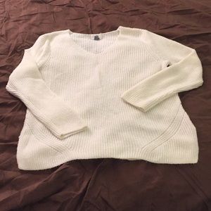 Old Navy White V Neck Sweater